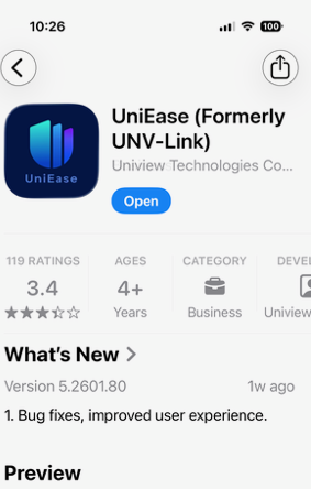 UniEase app listing in the Apple App Store